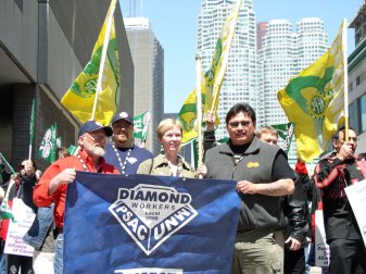 Marching with Diamond Workers in Toronto.